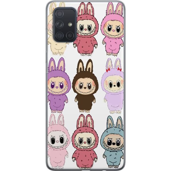 Samsung Galaxy A71 Gjennomsiktig deksel Labubu Pink Monster - Popkunst med Kawaii-touch
