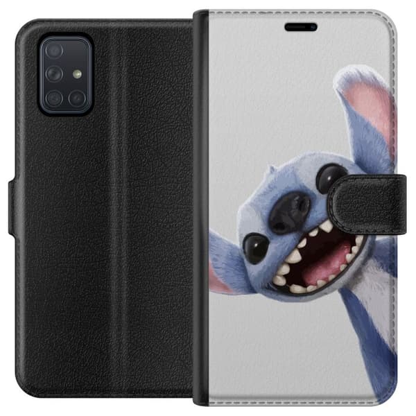 Samsung Galaxy A71 Lompakkokotelo Stitch liikkeessä - Kawaii-suunnittelu faneille ja lapsille