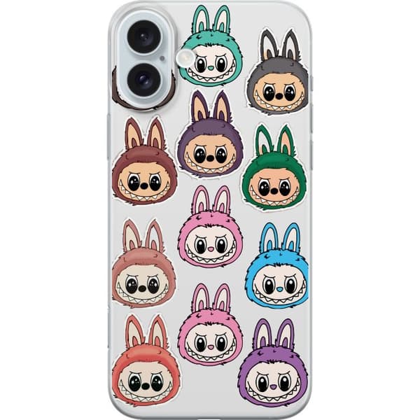 Apple iPhone 16 Plus Gennemsigtig cover Labubu Macaron Monster - Nuttet Samlefigur med Stil