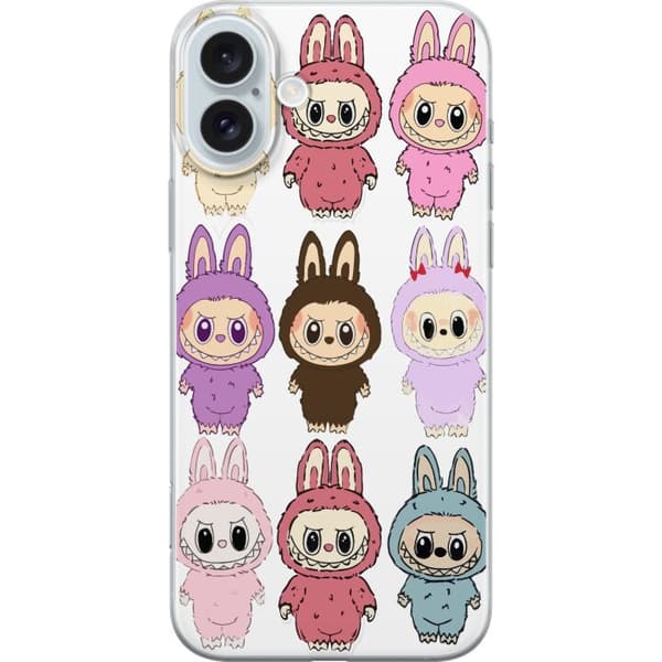 Apple iPhone 16 Plus Läpinäkyvä kuori Labubu Pink Monster - Popkulttuuri Kawaii-kosketuksella