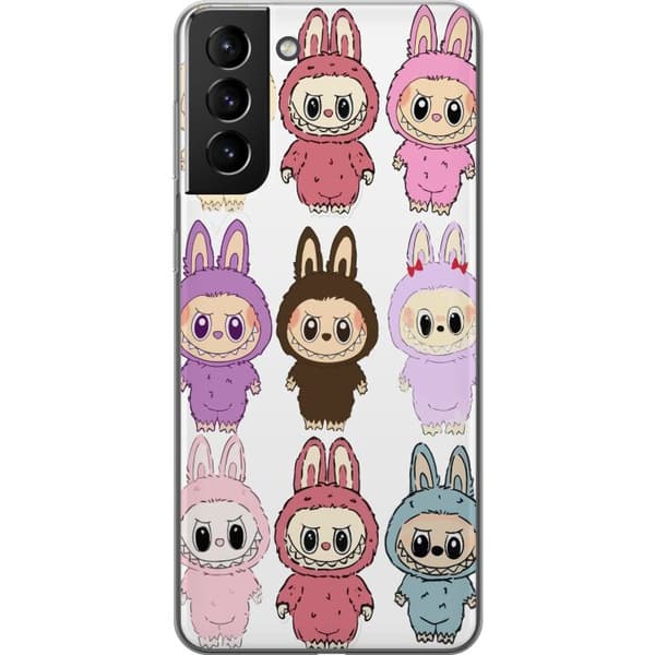 Samsung Galaxy S21+ 5G Läpinäkyvä kuori Labubu Pink Monster - Popkulttuuri Kawaii-kosketuksella