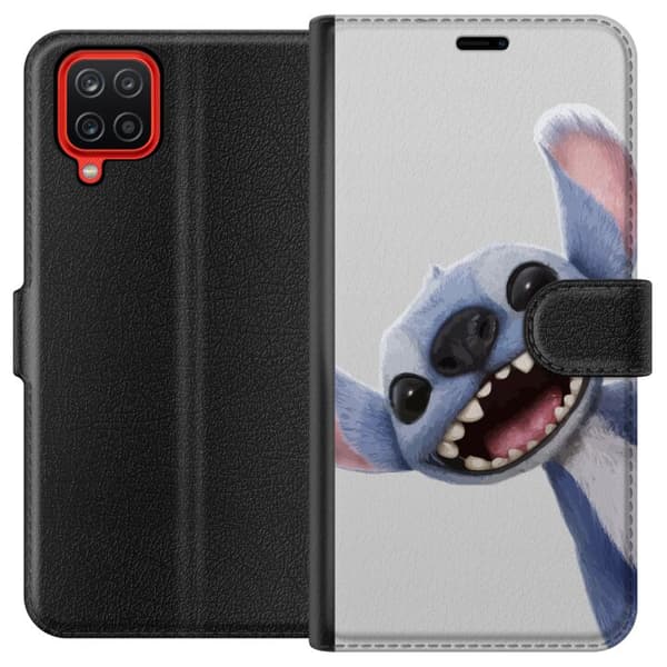 Samsung Galaxy A12 Lompakkokotelo Stitch liikkeessä - Kawaii-suunnittelu faneille ja lapsille