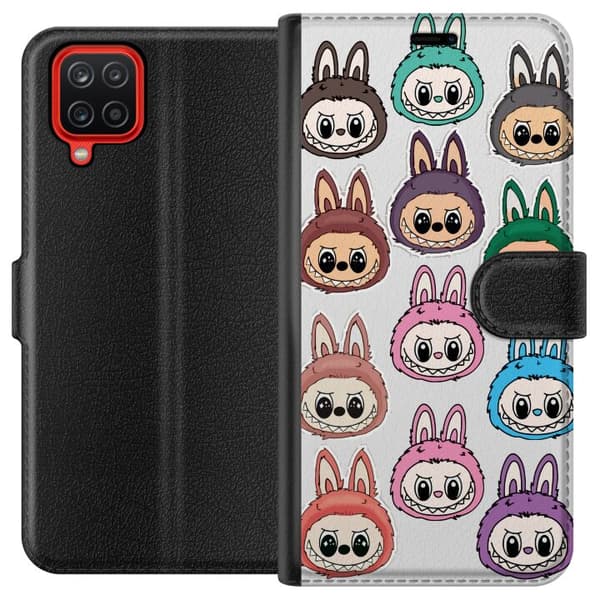 Samsung Galaxy A12 Lompakkokotelo Labubu Macaron Monster - Söpö Keräilyfiguuri Tyylillä