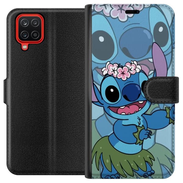 Samsung Galaxy A12 Lommeboketui Stitch under stjernene - Magisk Anime-stil