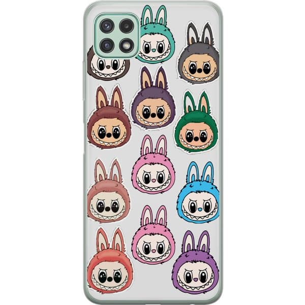 Samsung Galaxy A22 5G Läpinäkyvä kuori Labubu Macaron Monster - Söpö Keräilyfiguuri Tyylillä