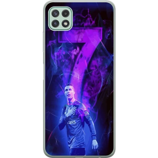 Samsung Galaxy A22 5G Läpinäkyvä kuori Ronaldo 7 - Jalkapallolegenda Toiminnassa Fanien Puolesta