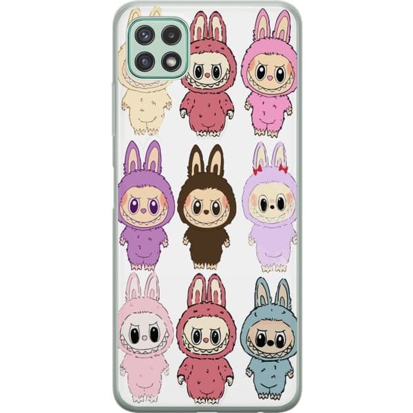 Samsung Galaxy A22 5G Gjennomsiktig deksel Labubu Pink Monster - Popkunst med Kawaii-touch