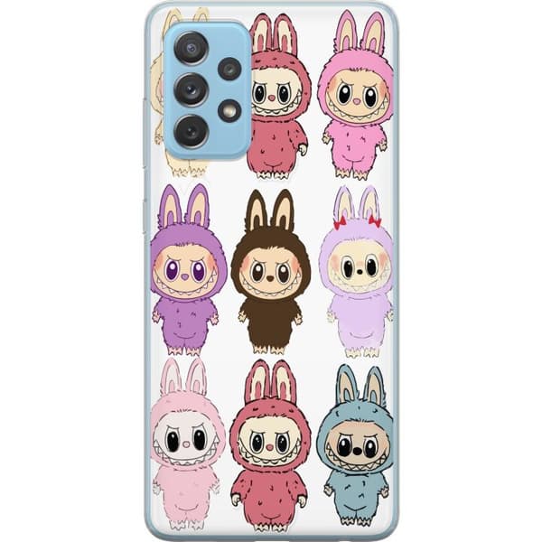 Samsung Galaxy A52 5G Läpinäkyvä kuori Labubu Pink Monster - Popkulttuuri Kawaii-kosketuksella