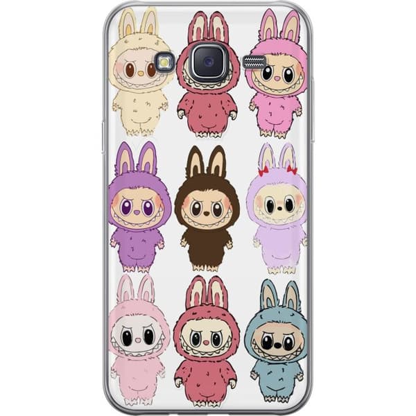 Samsung Galaxy J5 Gennemsigtig cover Labubu Pink Monster - Popkunst med Kawaii-touch