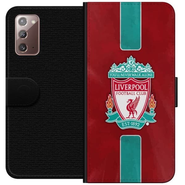 Samsung Galaxy Note20 Tegnebogsetui Liverpool FC - Klassisk Fodboldstolthed i Rødt