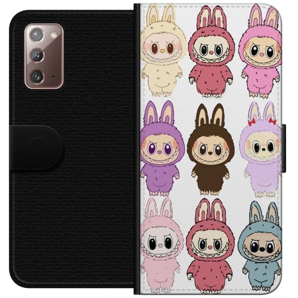 Samsung Galaxy Note20 Plånboksfodral Labubu Pink Monster – Popkonst med Kawaii-touch