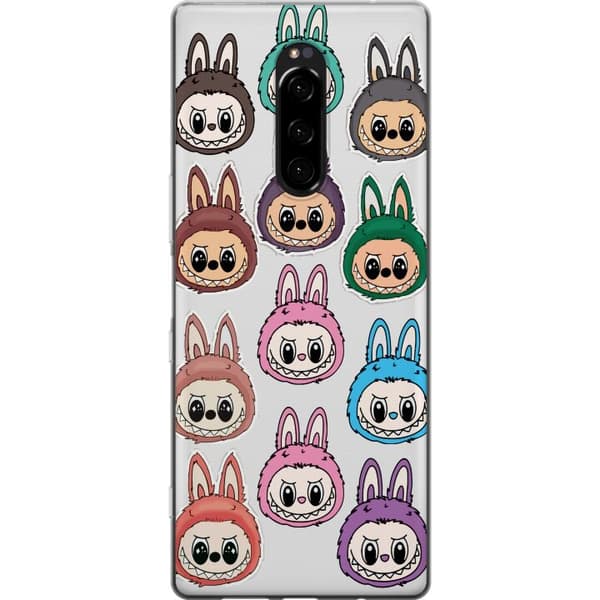 Sony Xperia 1 Gennemsigtig cover Labubu Macaron Monster - Nuttet Samlefigur med Stil