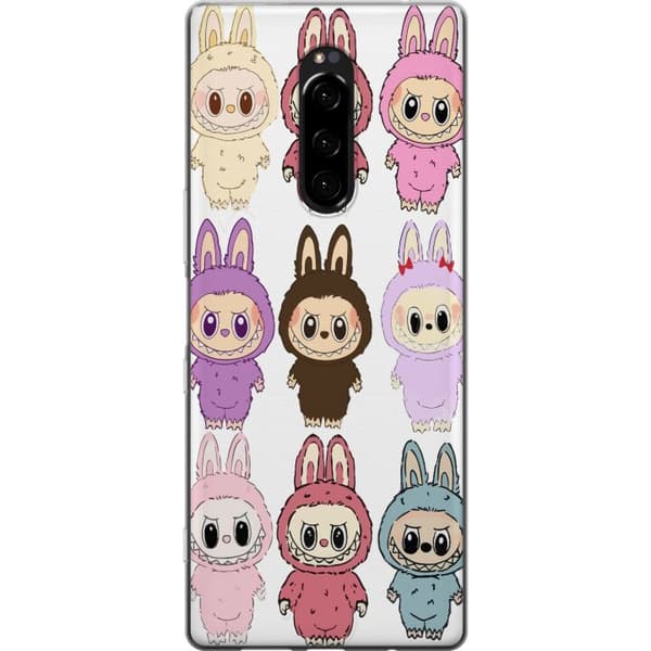 Sony Xperia 1 Gjennomsiktig deksel Labubu Pink Monster - Popkunst med Kawaii-touch