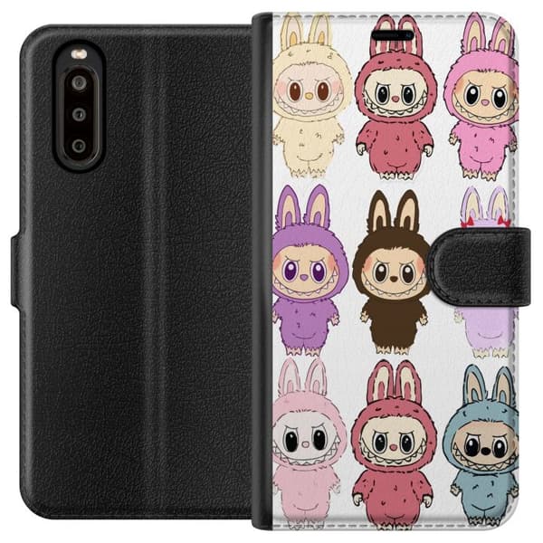 Sony Xperia 10 II Tegnebogsetui Labubu Pink Monster - Popkunst med Kawaii-touch