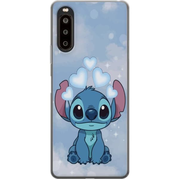 Sony Xperia 10 II Gennemsigtig cover Stitch Hoppende Glæde - Sjovt Design til Gave
