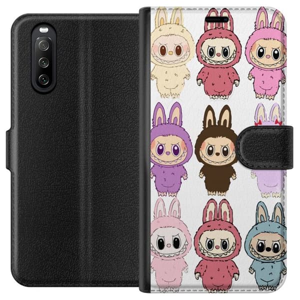 Sony Xperia 10 III Tegnebogsetui Labubu Pink Monster - Popkunst med Kawaii-touch