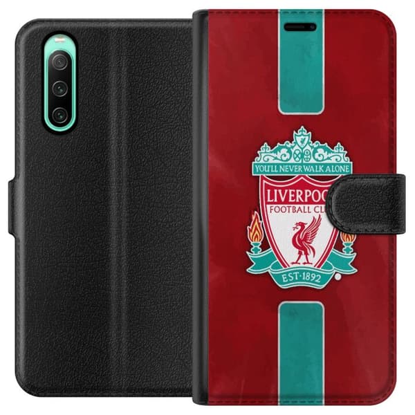 Sony Xperia 10 IV Plånboksfodral Liverpool FC – Klassisk Fotbollsstolthet i Rött