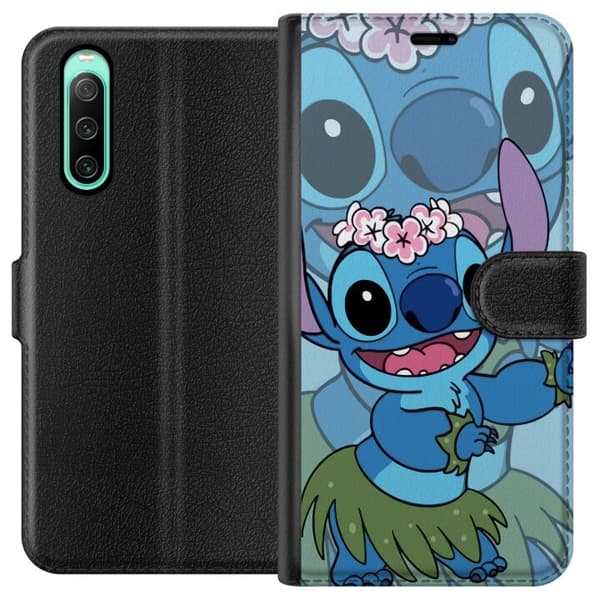 Sony Xperia 10 IV Lommeboketui Stitch under stjernene - Magisk Anime-stil