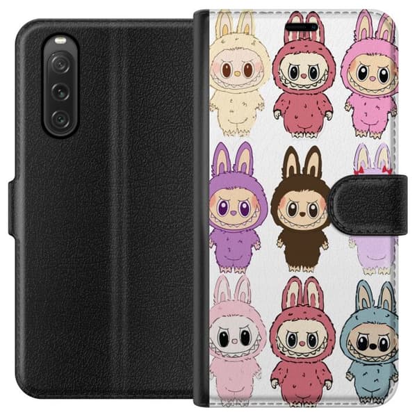 Sony Xperia 10 V Lommeboketui Labubu Pink Monster - Popkunst med Kawaii-touch