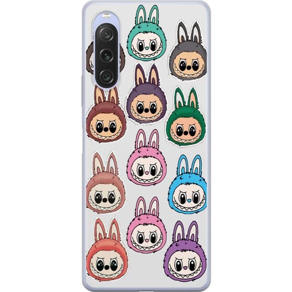 Sony Xperia 10 V Gjennomsiktig deksel Labubu Macaron Monster - Søt Samlefigur med Stil