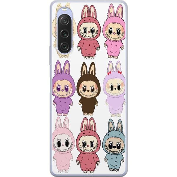 Sony Xperia 10 V Genomskinligt Skal Labubu Pink Monster – Popkonst med Kawaii-touch