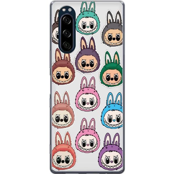 Sony Xperia 5 Gennemsigtig cover Labubu Macaron Monster - Nuttet Samlefigur med Stil