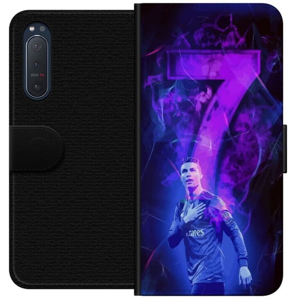 Sony Xperia 5 II Lompakkokotelo Ronaldo 7 - Jalkapallolegenda Toiminnassa Fanien Puolesta