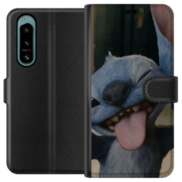 Sony Xperia 5 IV Plånboksfodral Stitch Söt Alien – Blå Favorit från Yttre Rymden