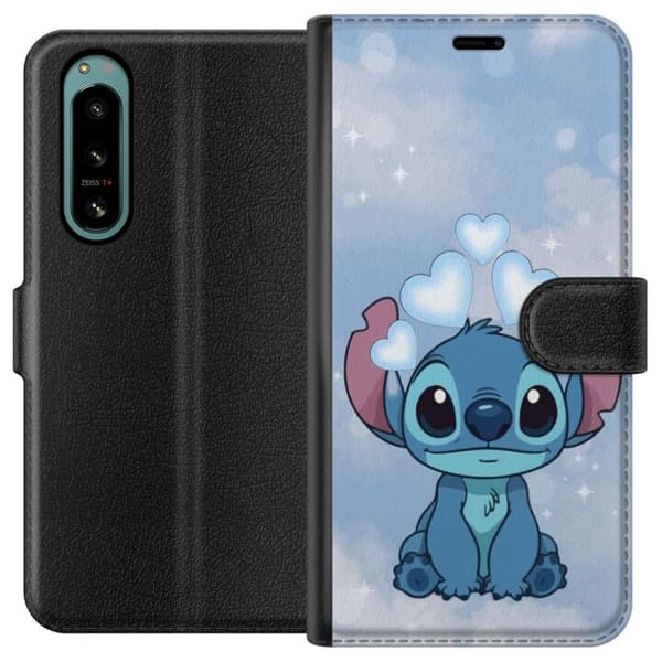 Sony Xperia 5 IV Tegnebogsetui Stitch Hoppende Glæde - Sjovt Design til Gave