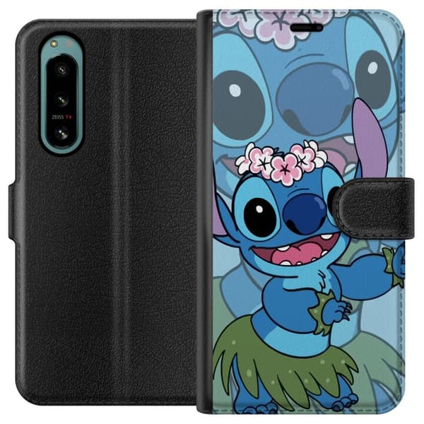 Sony Xperia 5 IV Tegnebogsetui Stitch under Stjernerne - Magisk Anime-stil