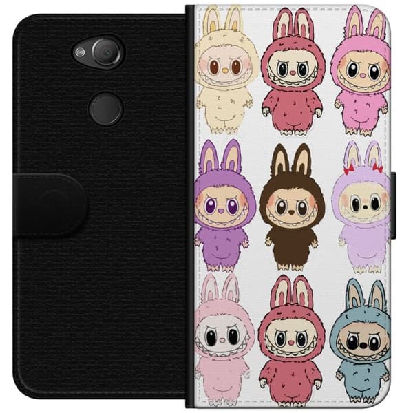 Sony Xperia XA2 Tegnebogsetui Labubu Pink Monster - Popkunst med Kawaii-touch