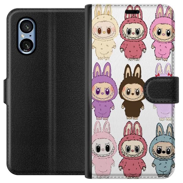 Sony Xperia 5 V Lommeboketui Labubu Pink Monster - Popkunst med Kawaii-touch