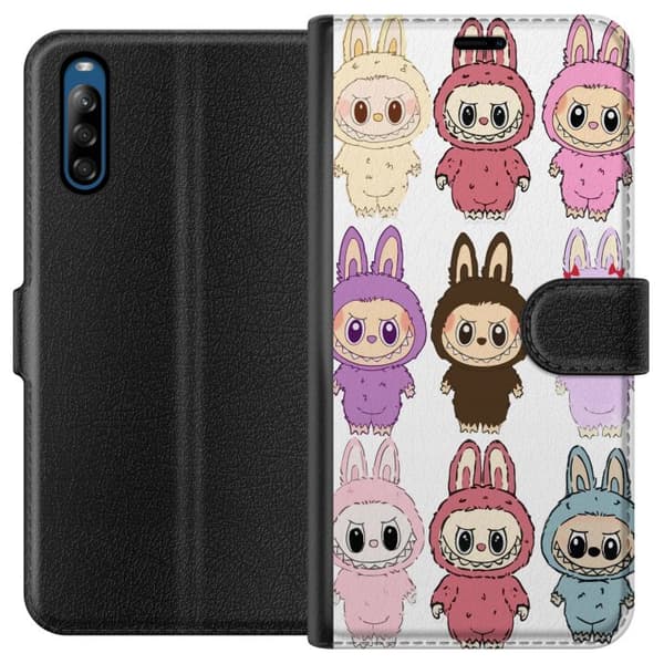 Sony Xperia L4 Tegnebogsetui Labubu Pink Monster - Popkunst med Kawaii-touch