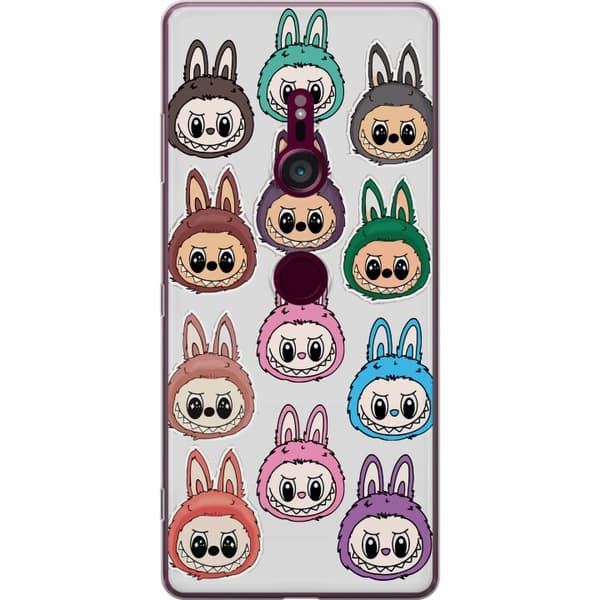 Sony Xperia XZ3 Gennemsigtig cover Labubu Macaron Monster - Nuttet Samlefigur med Stil