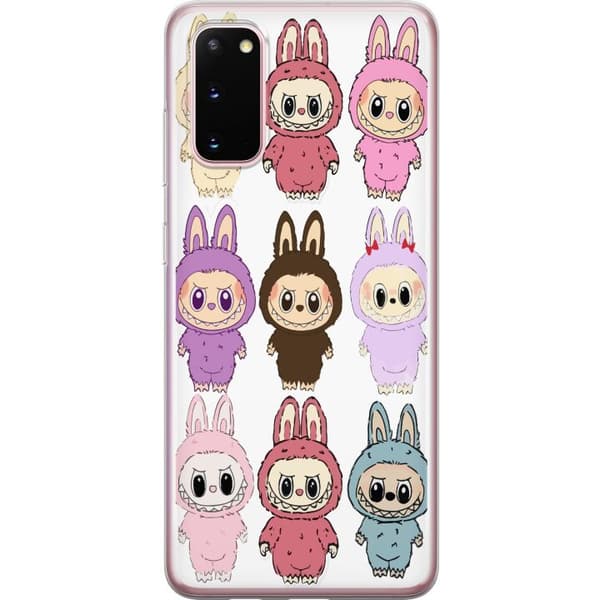 Samsung Galaxy S20 Gennemsigtig cover Labubu Pink Monster - Popkunst med Kawaii-touch