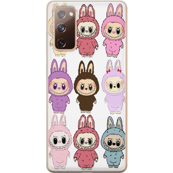 Samsung Galaxy S20 FE Genomskinligt Skal Labubu Pink Monster – Popkonst med Kawaii-touch