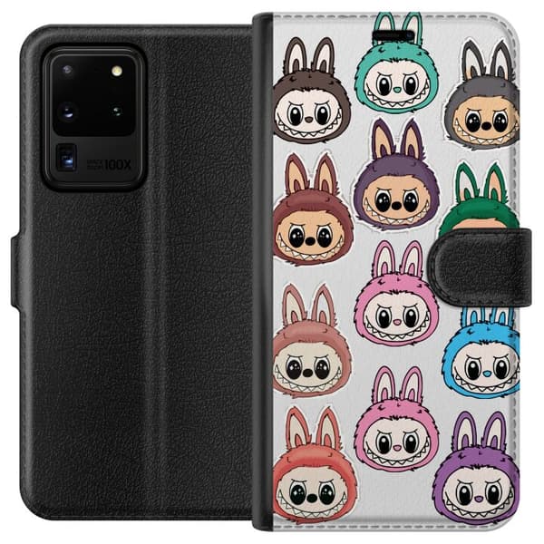 Samsung Galaxy S20 Ultra Lompakkokotelo Labubu Macaron Monster - Söpö Keräilyfiguuri Tyylillä