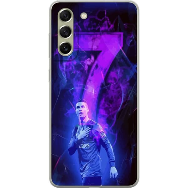Samsung Galaxy S21 FE 5G Läpinäkyvä kuori Ronaldo 7 - Jalkapallolegenda Toiminnassa Fanien Puolesta