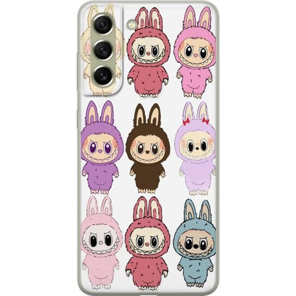 Samsung Galaxy S21 FE 5G Gennemsigtig cover Labubu Pink Monster - Popkunst med Kawaii-touch