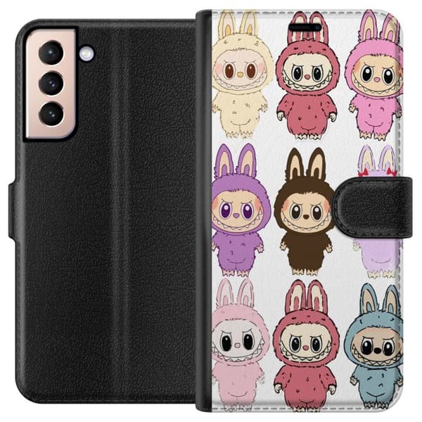 Samsung Galaxy S21 Plånboksfodral Labubu Pink Monster – Popkonst med Kawaii-touch