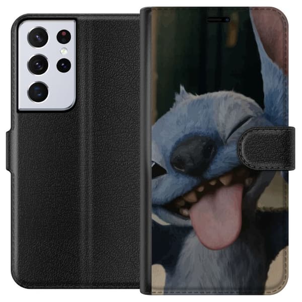 Samsung Galaxy S21 Ultra 5G Plånboksfodral Stitch Söt Alien – Blå Favorit från Yttre Rymden