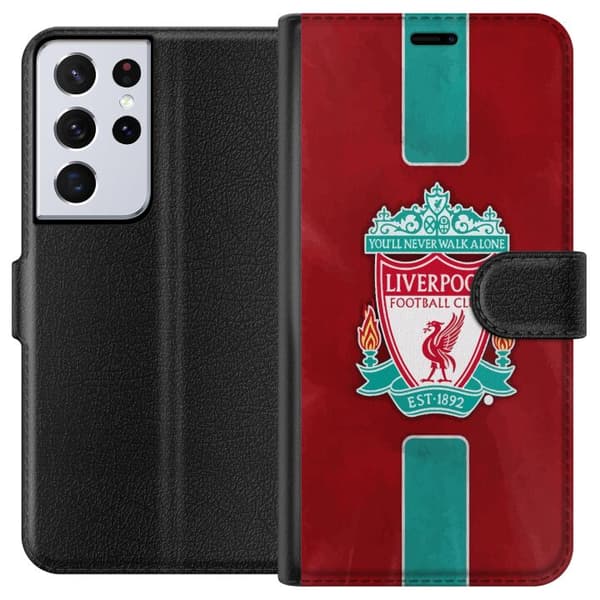Samsung Galaxy S21 Ultra 5G Lompakkokotelo Liverpool FC - Klassinen jalkapallourheilu Punaisena