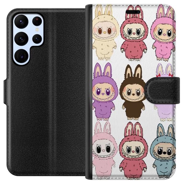Samsung Galaxy S24 Ultra Lommeboketui Labubu Pink Monster - Popkunst med Kawaii-touch