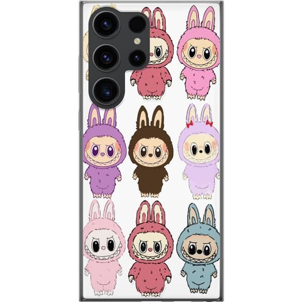 Samsung Galaxy S24 Ultra Gjennomsiktig deksel Labubu Pink Monster - Popkunst med Kawaii-touch
