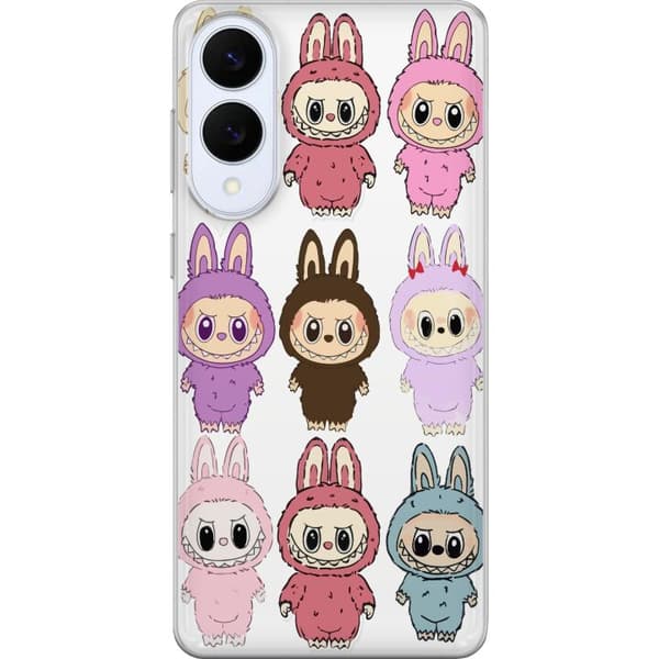 Samsung Galaxy S25 Edge Gennemsigtig cover Labubu Pink Monster - Popkunst med Kawaii-touch