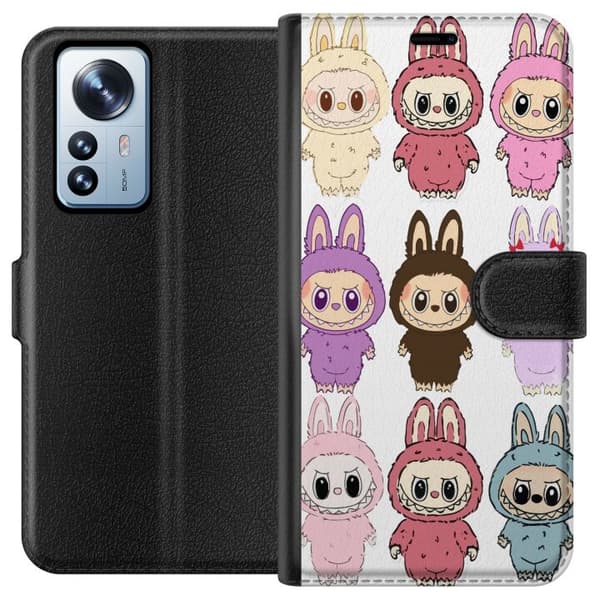 Xiaomi 12 Pro Plånboksfodral Labubu Pink Monster – Popkonst med Kawaii-touch