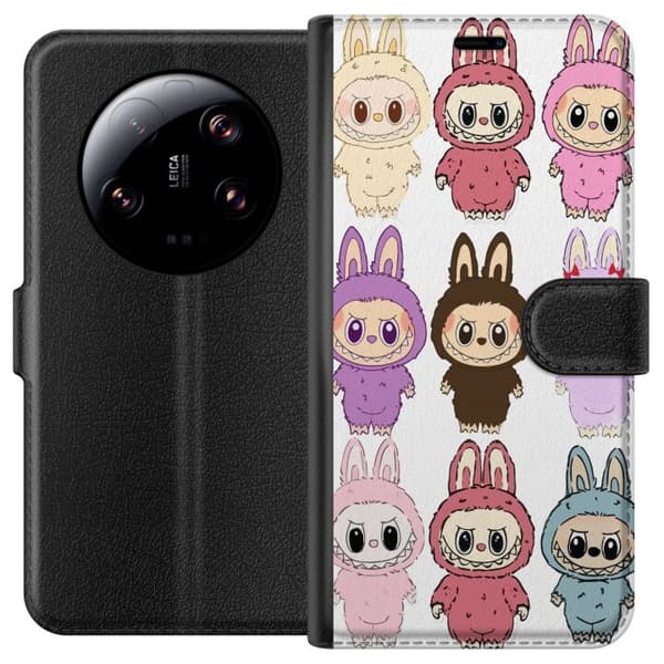 Xiaomi 13 Ultra Tegnebogsetui Labubu Pink Monster - Popkunst med Kawaii-touch