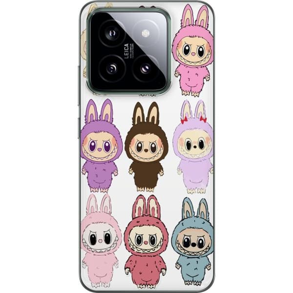 Xiaomi 14 Gennemsigtig cover Labubu Pink Monster - Popkunst med Kawaii-touch