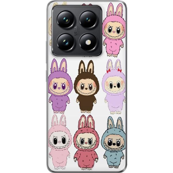 Xiaomi 14T Pro Gennemsigtig cover Labubu Pink Monster - Popkunst med Kawaii-touch