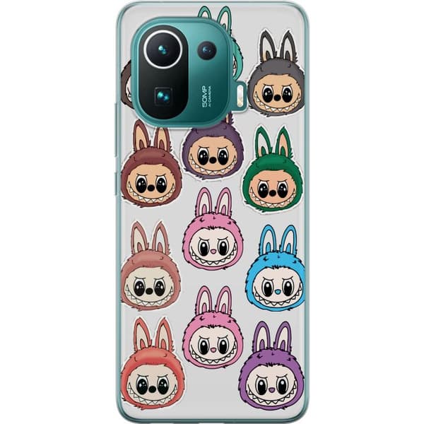 Xiaomi Mi 11 Pro Läpinäkyvä kuori Labubu Macaron Monster - Söpö Keräilyfiguuri Tyylillä